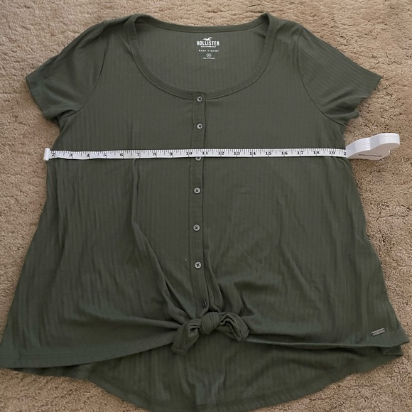 Hollister tie front button olive green easy shirt - Picture 4 of 4